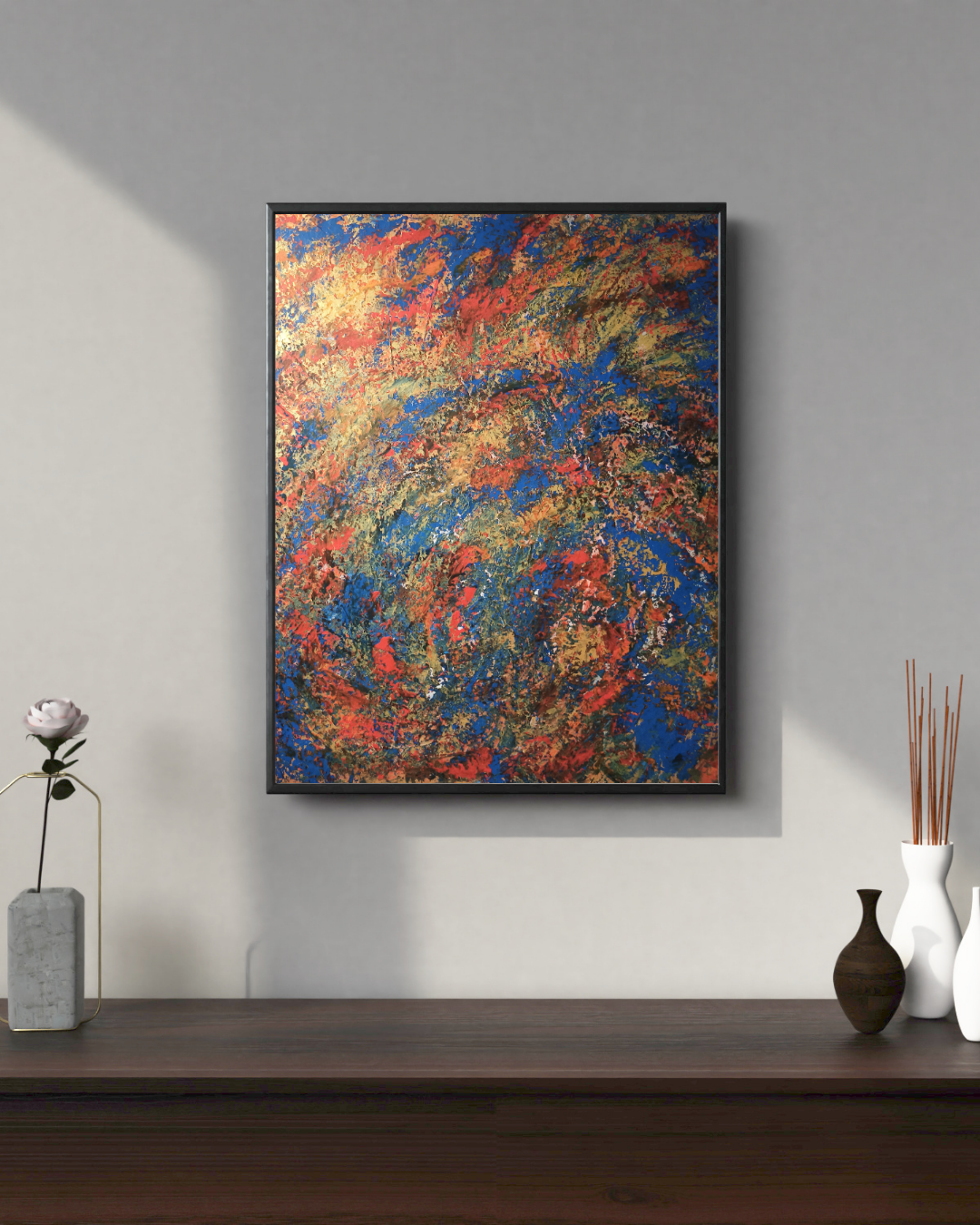 Aesthetic mid century modern living room photography wall art frame mockup instagram post portrait 1