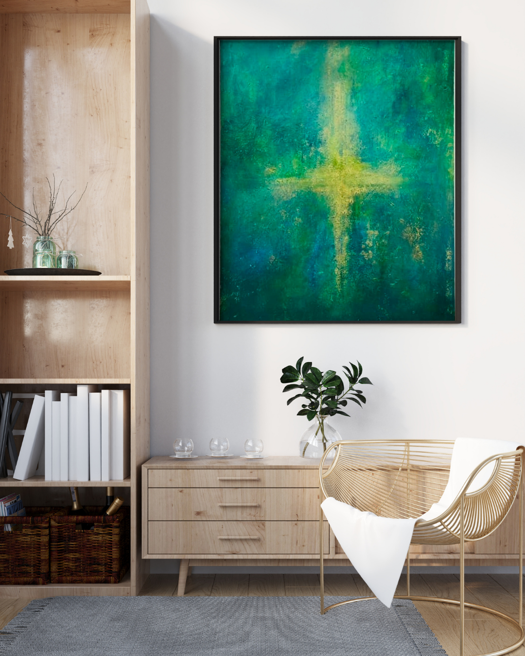 Aesthetic mid century modern living room photography wall art frame mockup instagram post portrait 2