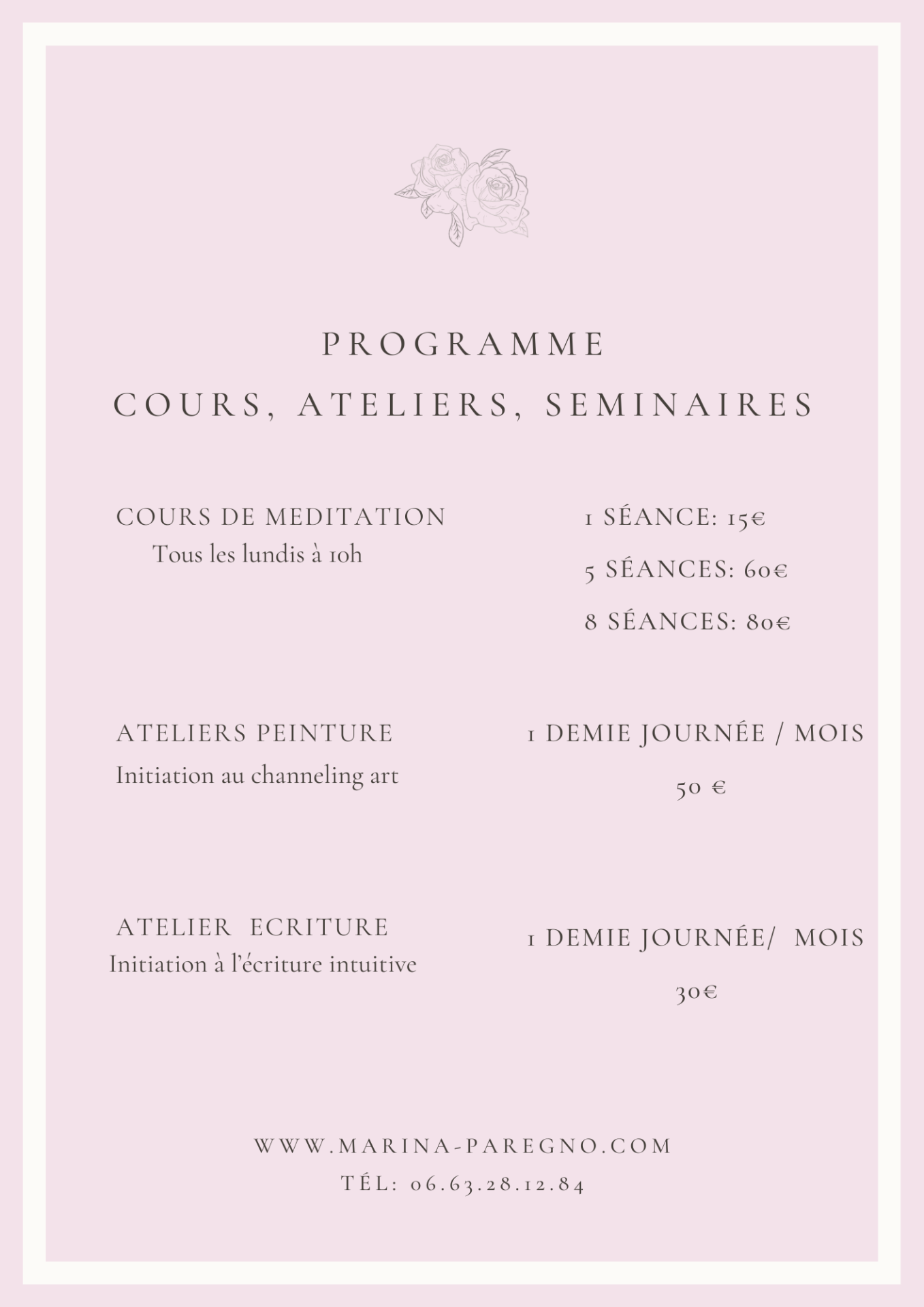 Beige and ivory minimal elegant spa salon price list flyer