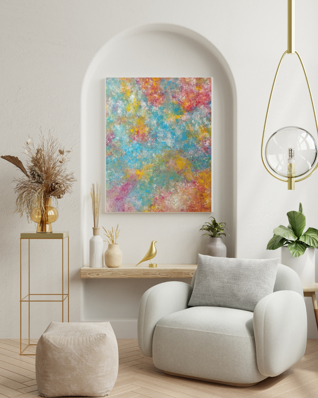 White and blue minimalist wall art frame mockup instagram post 1