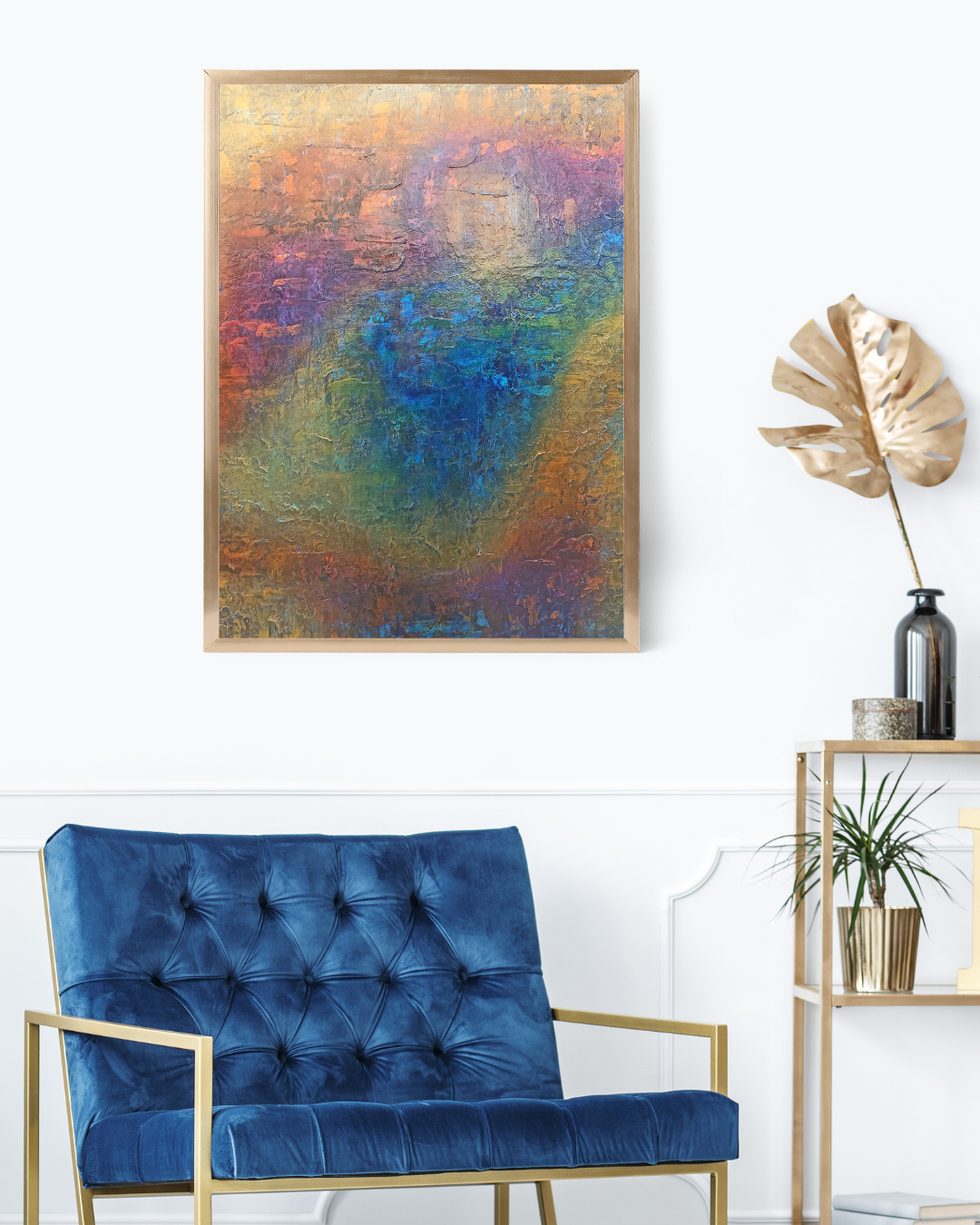 White and blue minimalist wall frame mockup instagram post 1
